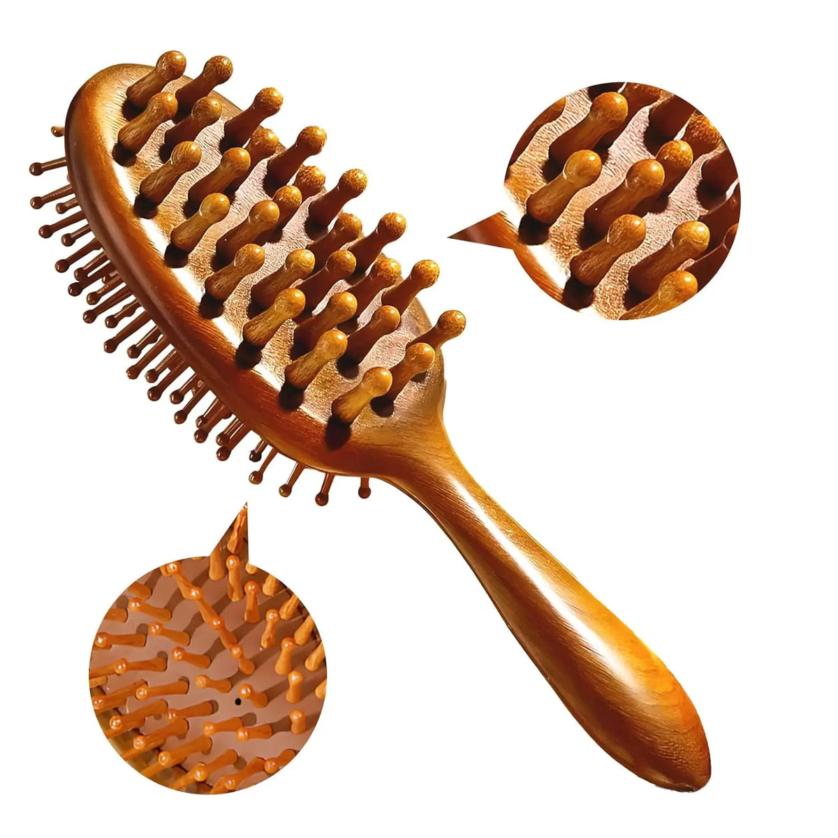 Double-Sided Sandalwood Cushion Comb – Anti-Static Hair Brush Wooden Hair Brush PLUSH Double-sided