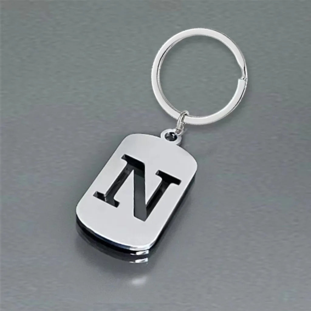Stainless Steel Initial Letter Keychain – Men's Bag Pendant Letter Keychain PLUSH N