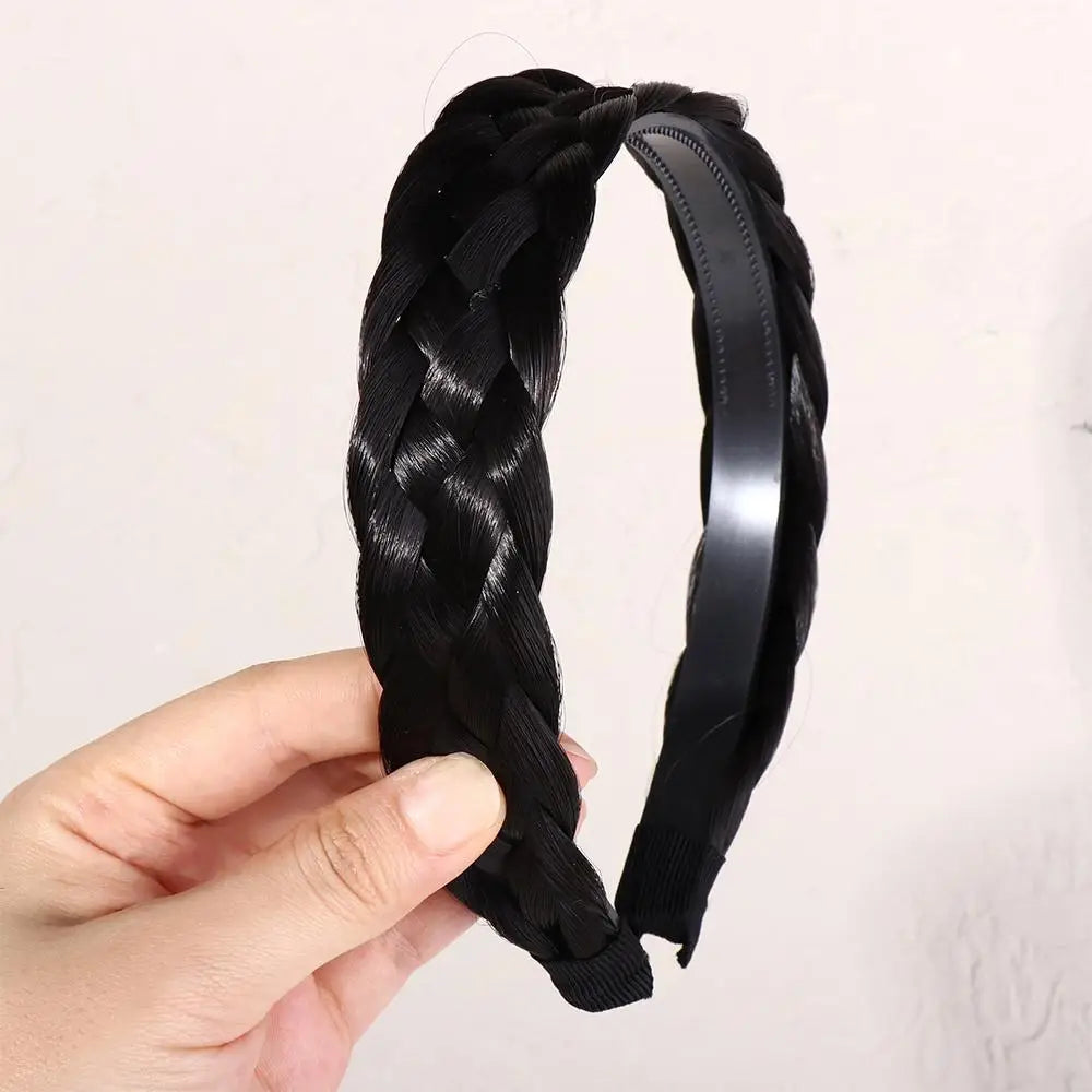 Wide Twist Braided Wig Headband for Women – Korean Style Hair Headband PLUSH