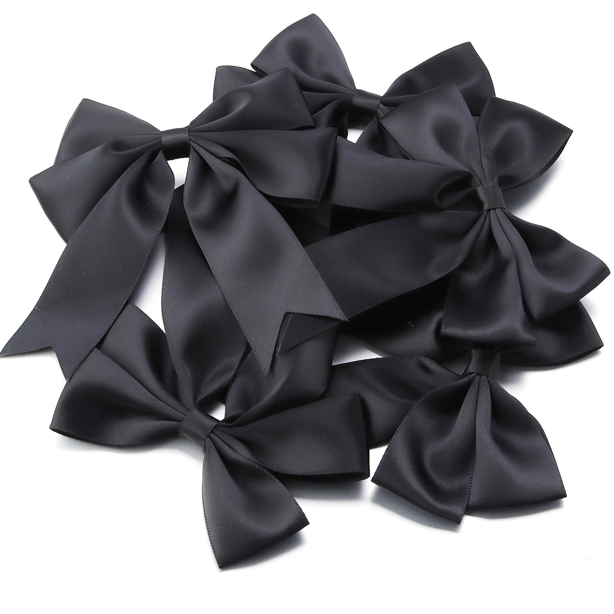 4pcs Satin Swallowtail Bows – DIY Jewelry & Hair Accessories Satin Hair Bows PLUSH black 12x13cm