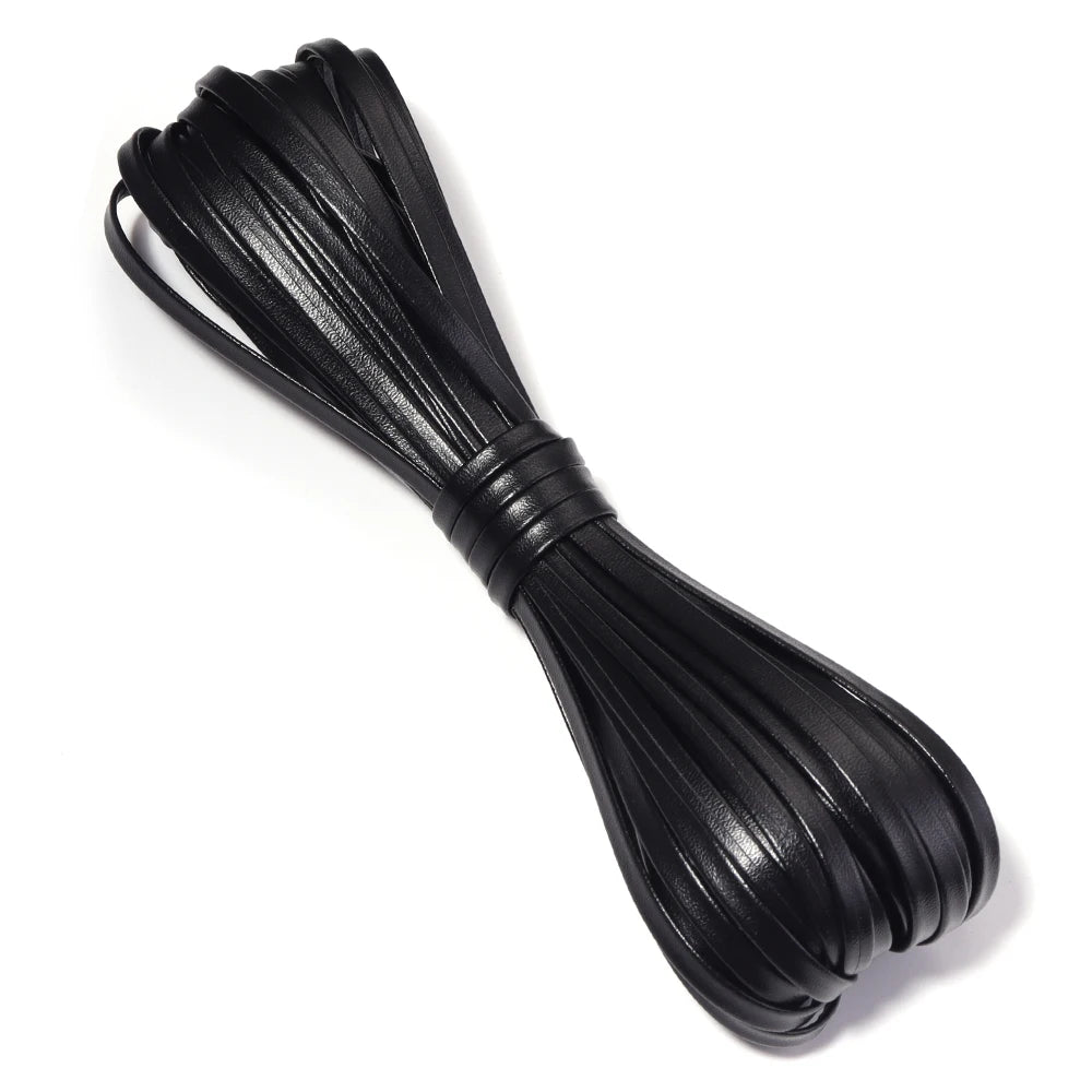 10 Yards Foldable PU Leather Cord Trim Binding Tape – DIY Craft Leather Craft Trim PLUSH black 5mm