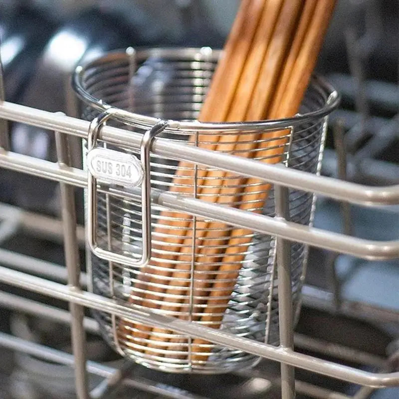 304 Stainless Steel Wall-Mount Chopstick Holder & Drainer Utensil Holder Rack PLUSH