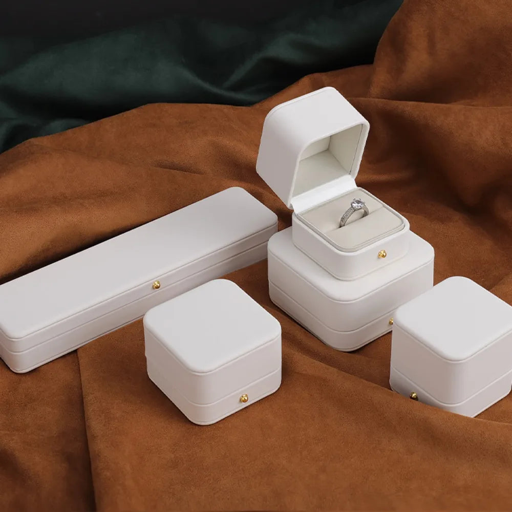 PU Leather Jewelry Gift Box White Flannel Lining – 4 Sizes Jewelry Gift Box PLUSH