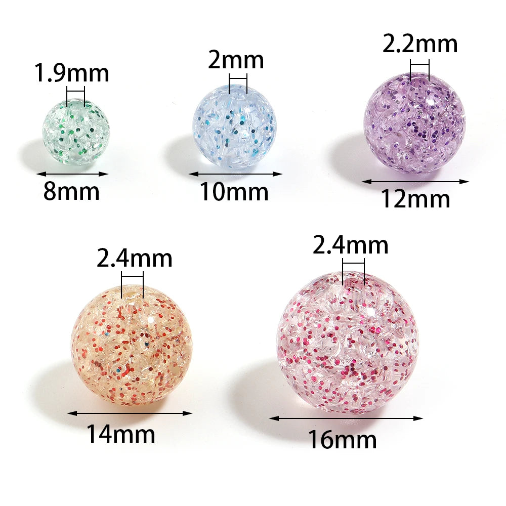 Crackle Glitter Round Acrylic Spacer Beads – Multicolor DIY Acrylic Spacer Beads PLUSH
