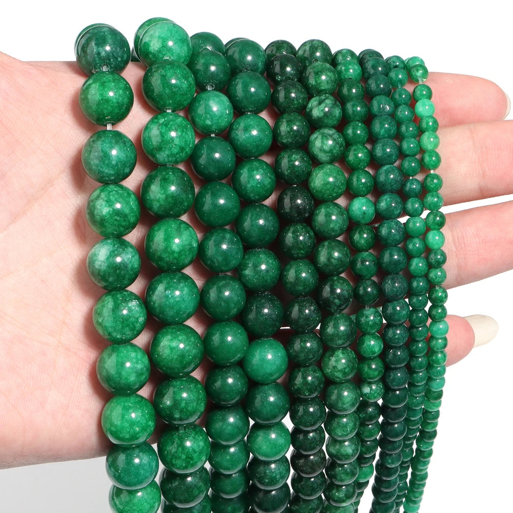 Natural Jade Stone Round Beads 4–12mm | DIY Jewelry Making Stone Beads PLUSH
