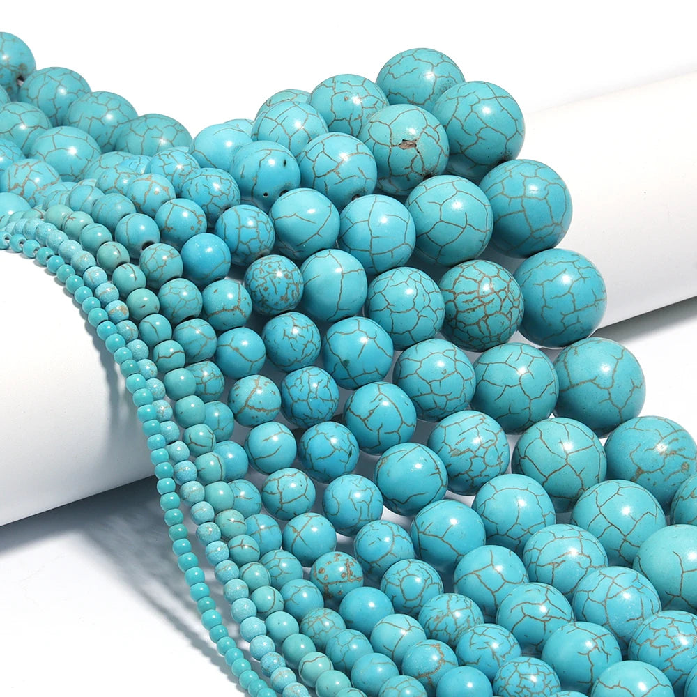Blue Howlite Turquoise Stone Round Spacer Beads – DIY Jewelry Stone Spacer Beads PLUSH