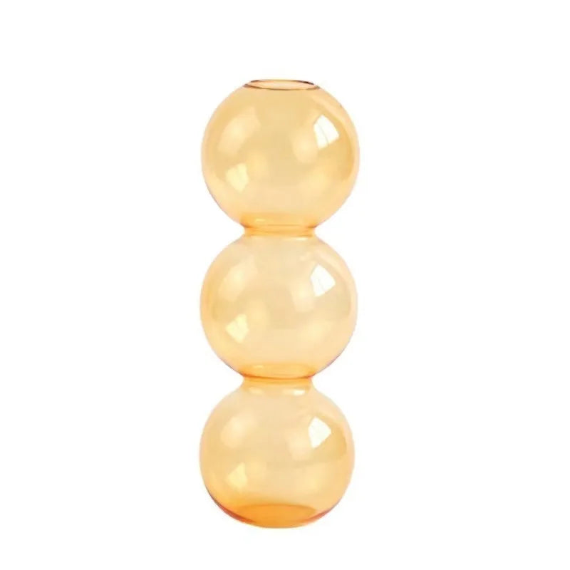 Nordic Glass Bubble Vase – Clear Bud Vase & Hydroponic Planter Glass Bud Vase PLUSH Champagne 3balls