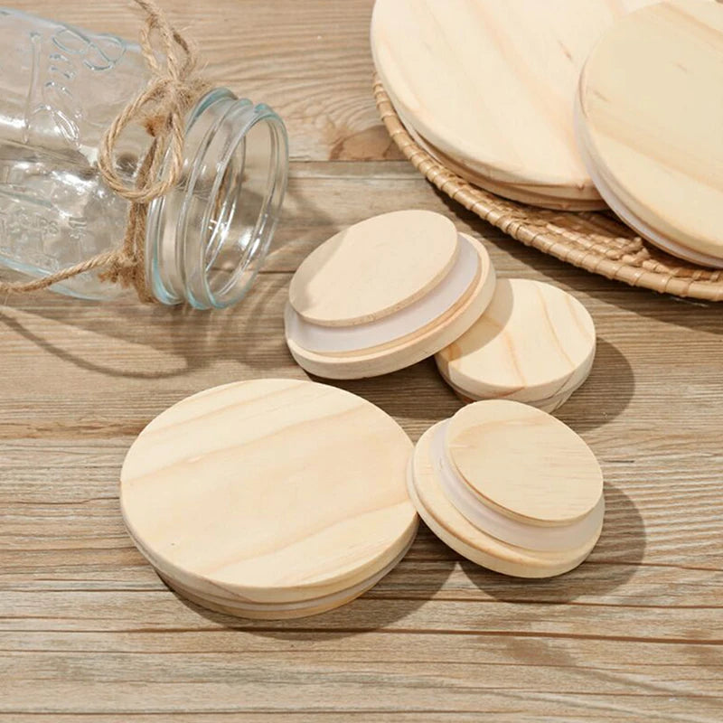 Pine Wood Jar Lids with Silicone Seal – 8 Sizes Available Wood Jar Lid PLUSH