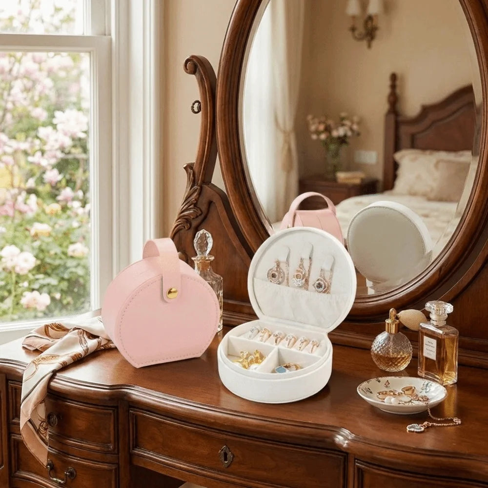 PU Leather Portable Jewelry Organizer Box | Large Capacity Jewelry Storage Box PLUSH