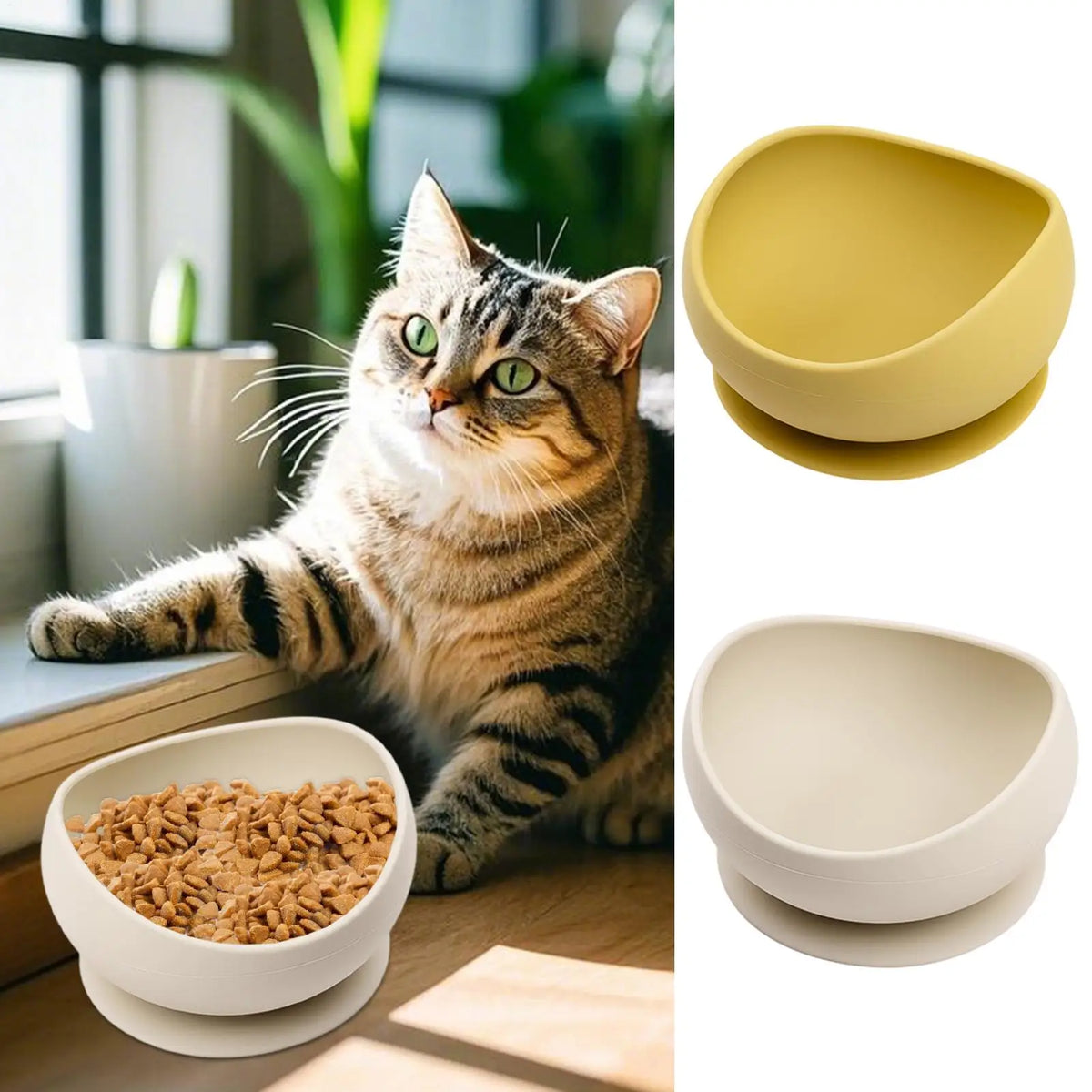 Spill-Proof Silicone Pet Bowl with Suction Cup Base Silicone Pet Bowl PLUSH