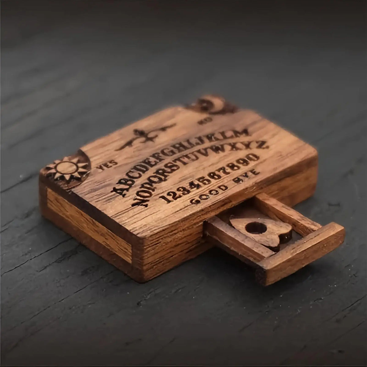 Miniature Wooden Spirit Board Decoration with Planchette Miniature Decoration PLUSH