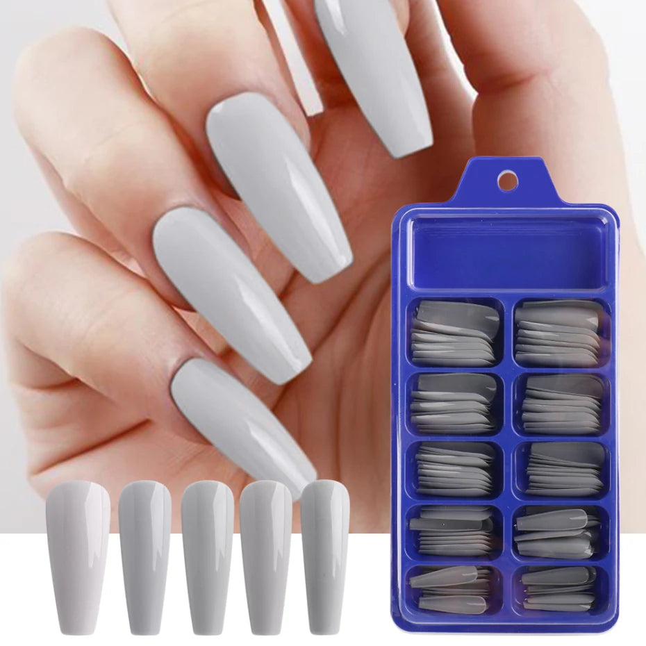 100pcs Coffin Press On Nails – Acrylic Nail Extension Kit