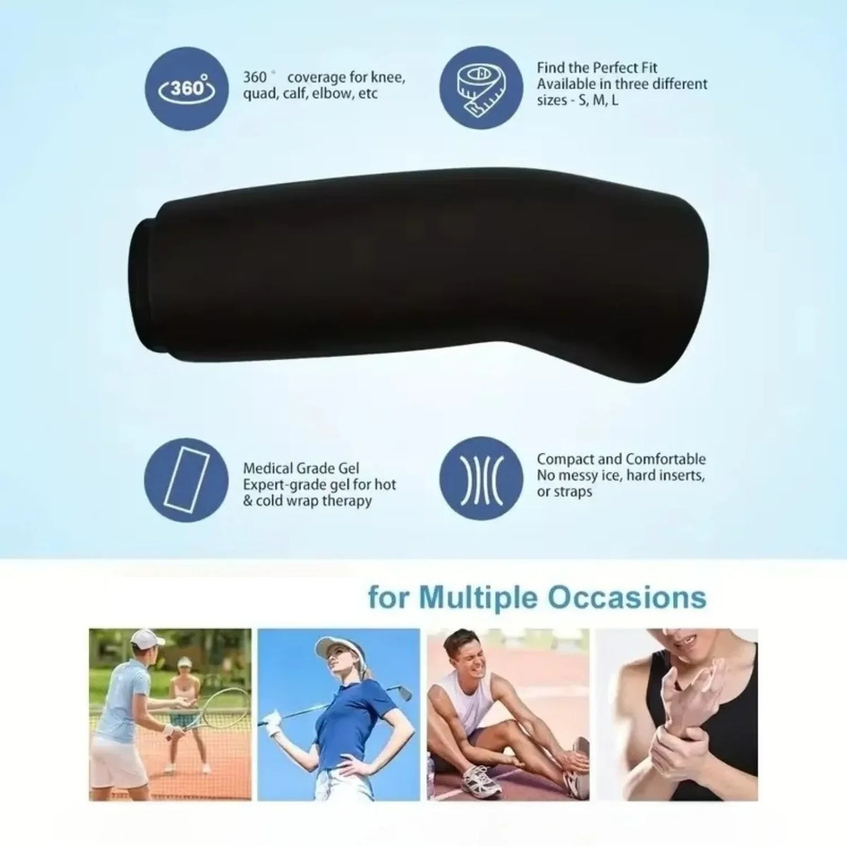 Hot & Cold Compress Wrap – Knee, Elbow & Calf Ice Pack Cold Compress Wrap PLUSH