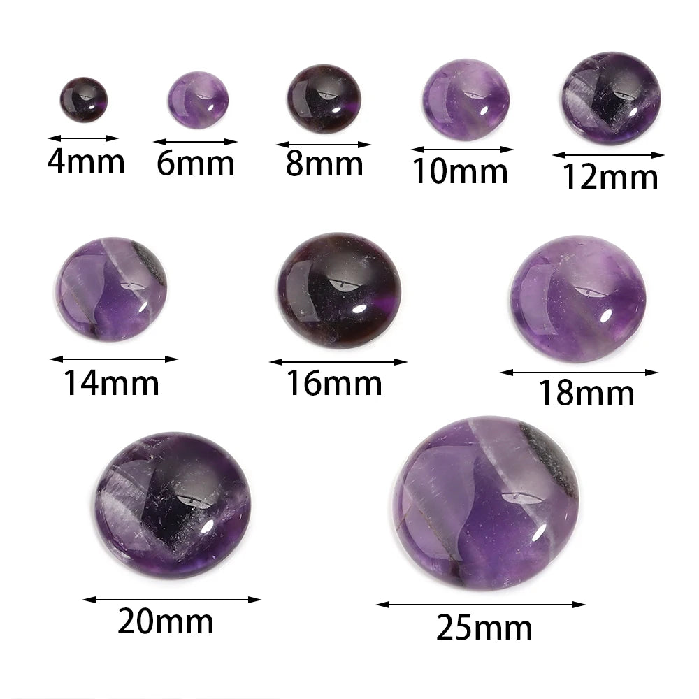 Natural Amethyst Round Cabochons – DIY Jewelry Making 5-10pcs Stone Cabochons PLUSH