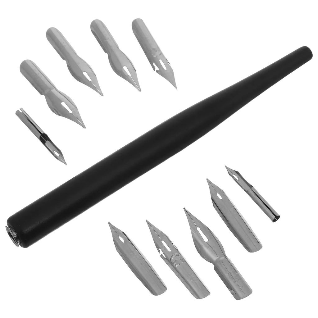 Dip Pen Set 10 Nibs & Wooden Holder – Calligraphy & Drawing Dip Pen Set PLUSH