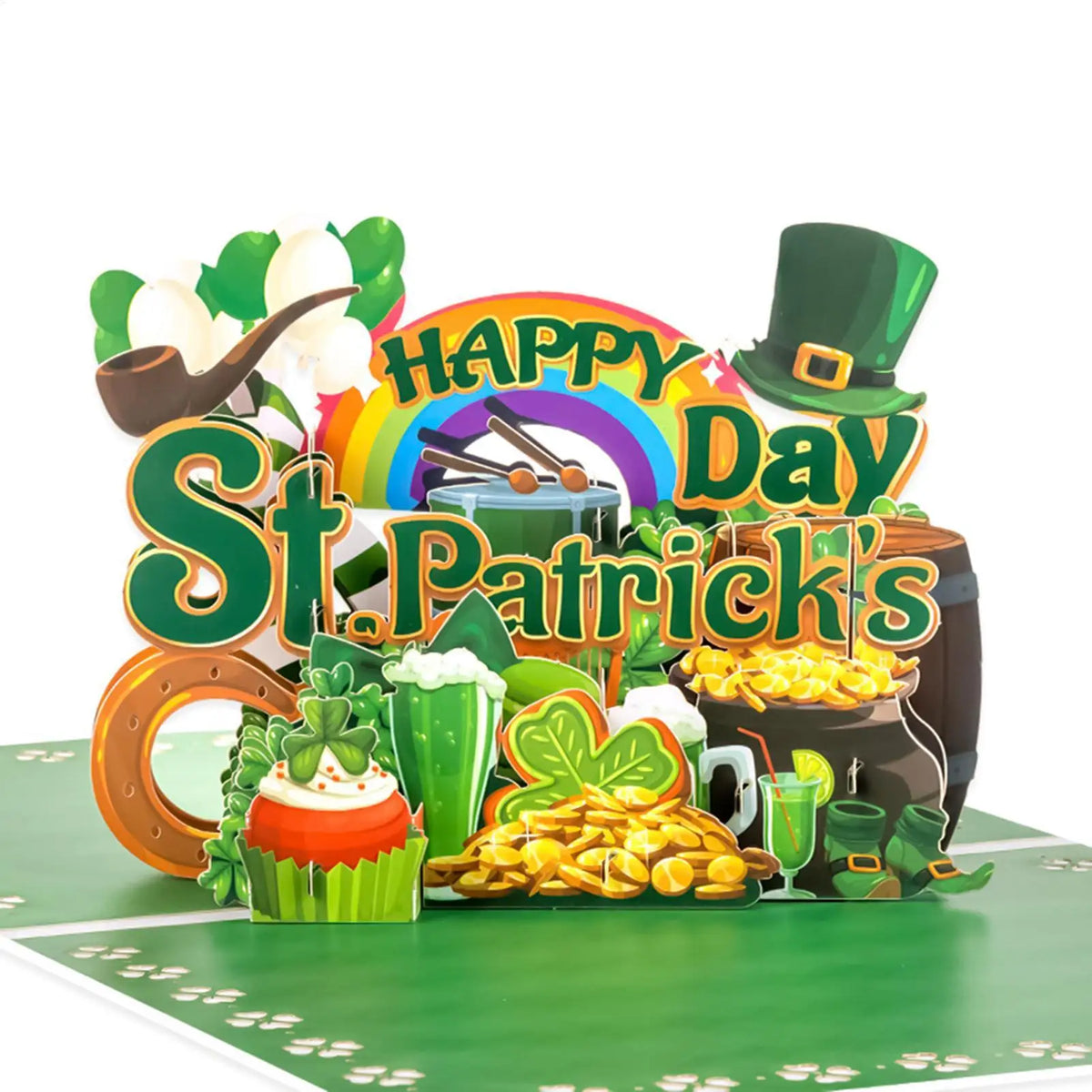 St. Patrick's Day 3D Pop-Up Greeting Card | Shamrock Pop-Up Greeting Card PLUSH