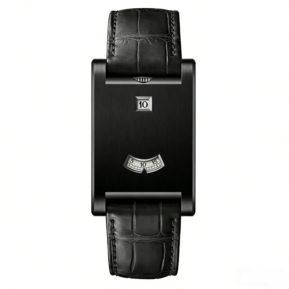 Retro Square Quartz Watch | Steel Band, Water Resistant, Unisex Square Quartz Watch PLUSH Black - Black belt