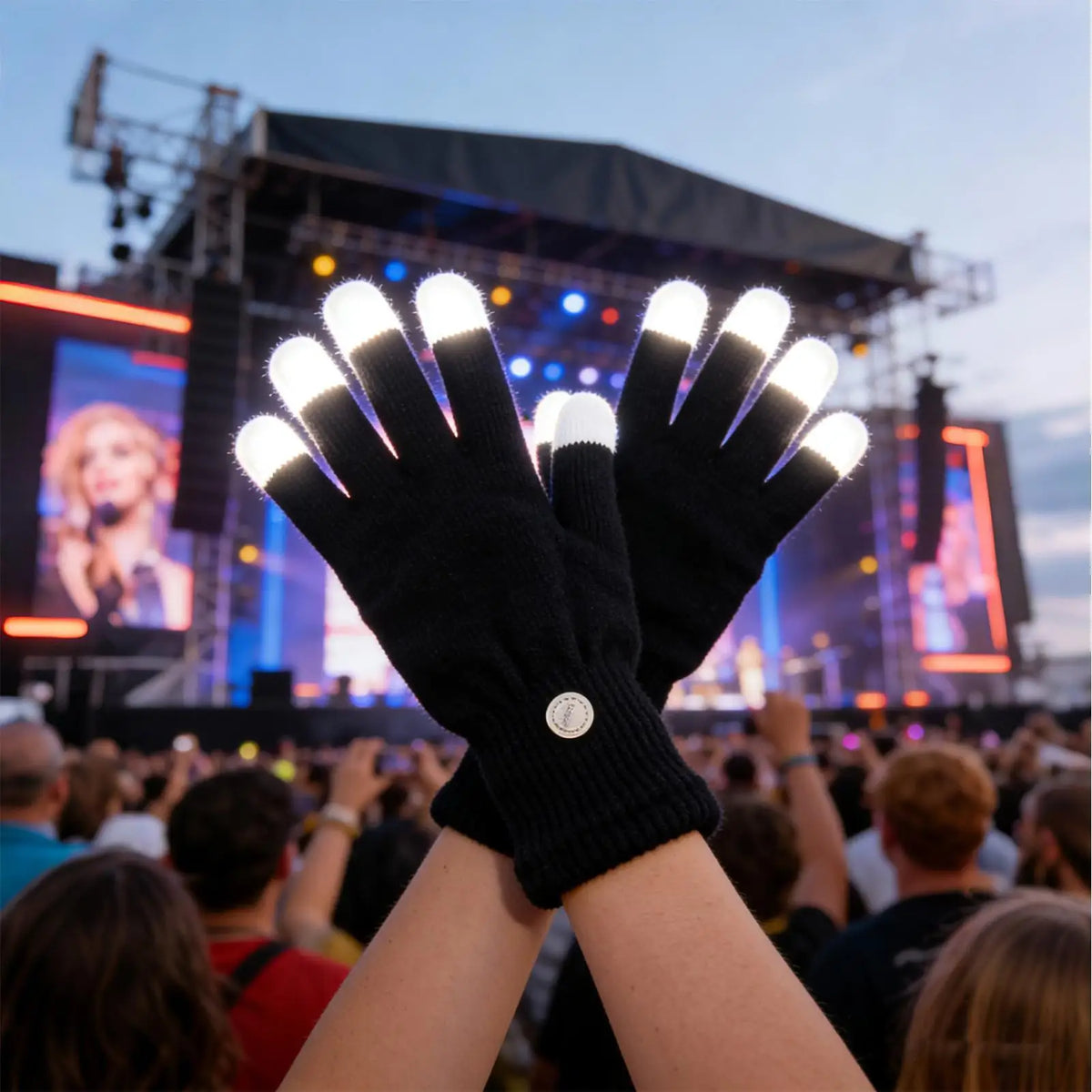 LED Light Show Gloves – 7-Color Flashing Rave Party Gloves LED Party Gloves PLUSH
