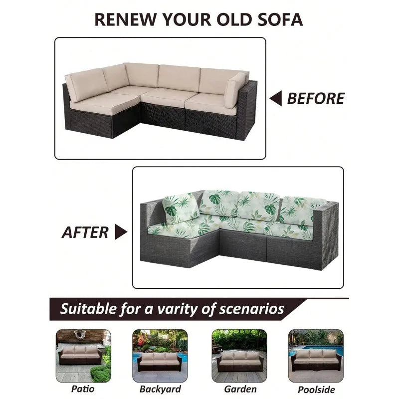 Outdoor Printed Sofa Cushion Cover – Elastic Patio Slipcover Sofa Slipcover PLUSH