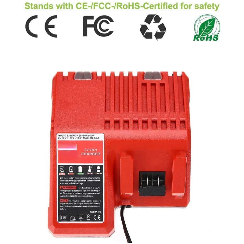 18V Lithium Battery Charger Replacement for Milwaukee M18 Power Tool Charger PLUSH