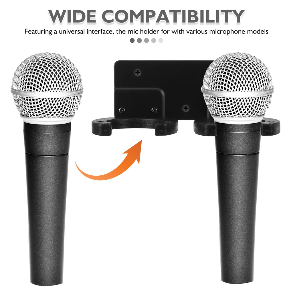 Wall Mount Double Microphone Holder Rack – Foxnovo Mic Stand Microphone Holder Rack PLUSH