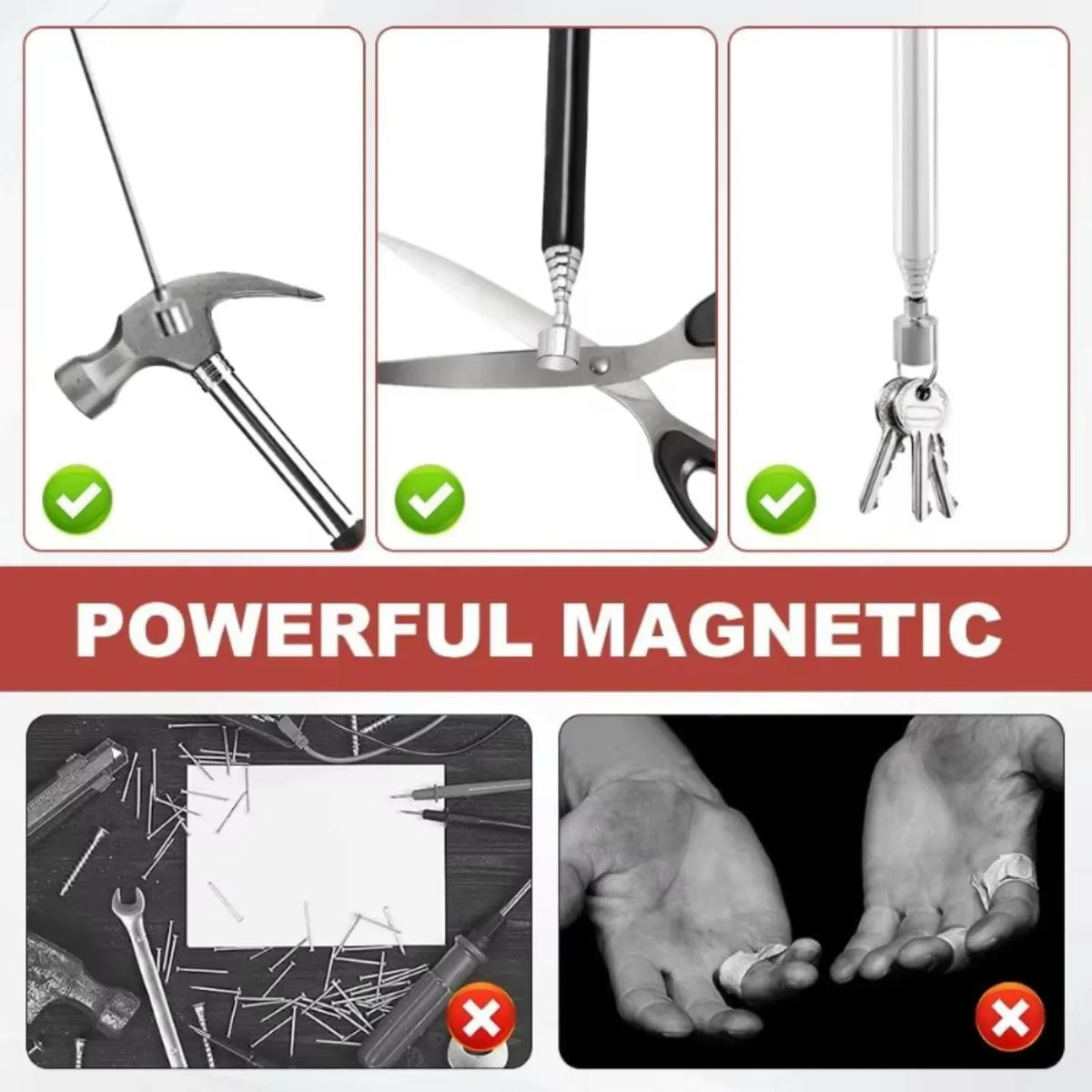 Telescopic Magnetic Pickup Stick & Inspection Mirror Tool Magnetic Pickup Tool PLUSH