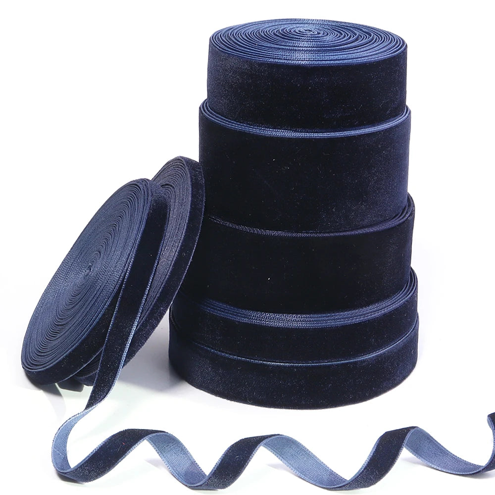 Navy Blue Velvet Ribbon 6–38mm, 5–10 Yds | DIY Gift Wrap Velvet Craft Ribbon PLUSH