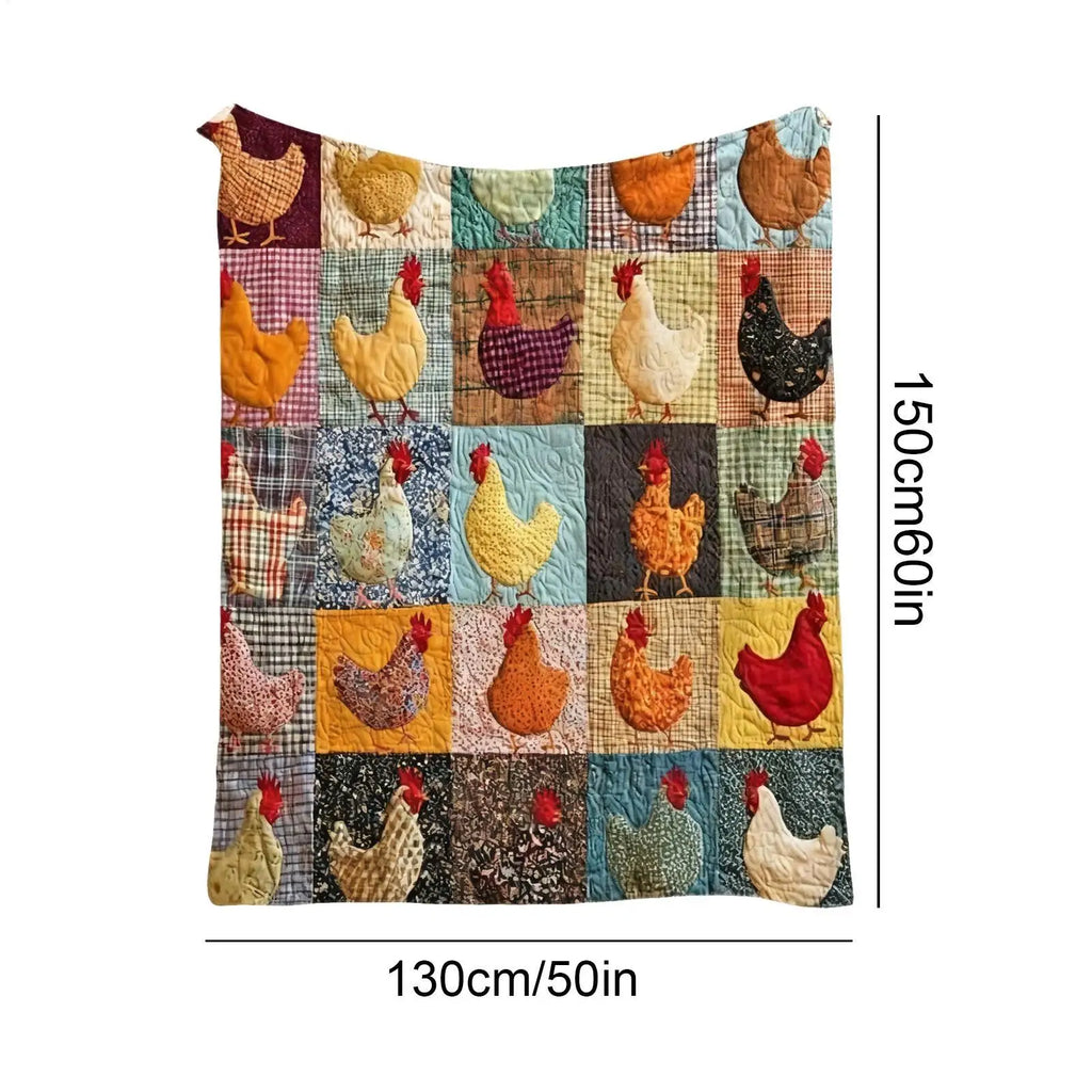 Chicken Print Flannel Throw Blanket – Soft Animal Pattern Quilt Flannel Throw Blanket PLUSH