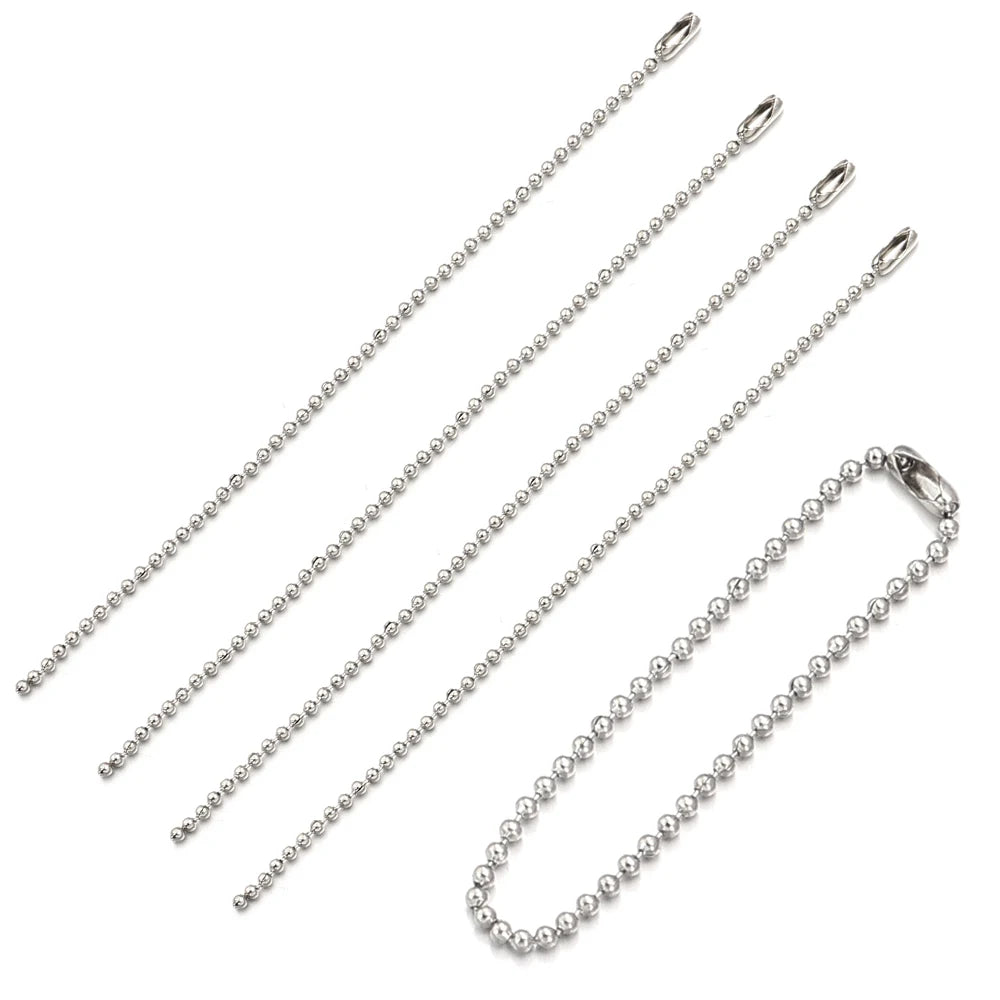 100pcs Rhodium Ball Bead Chains – Keychain & Jewelry Making Jewelry Chain Findings PLUSH 1.5mm x 8cm