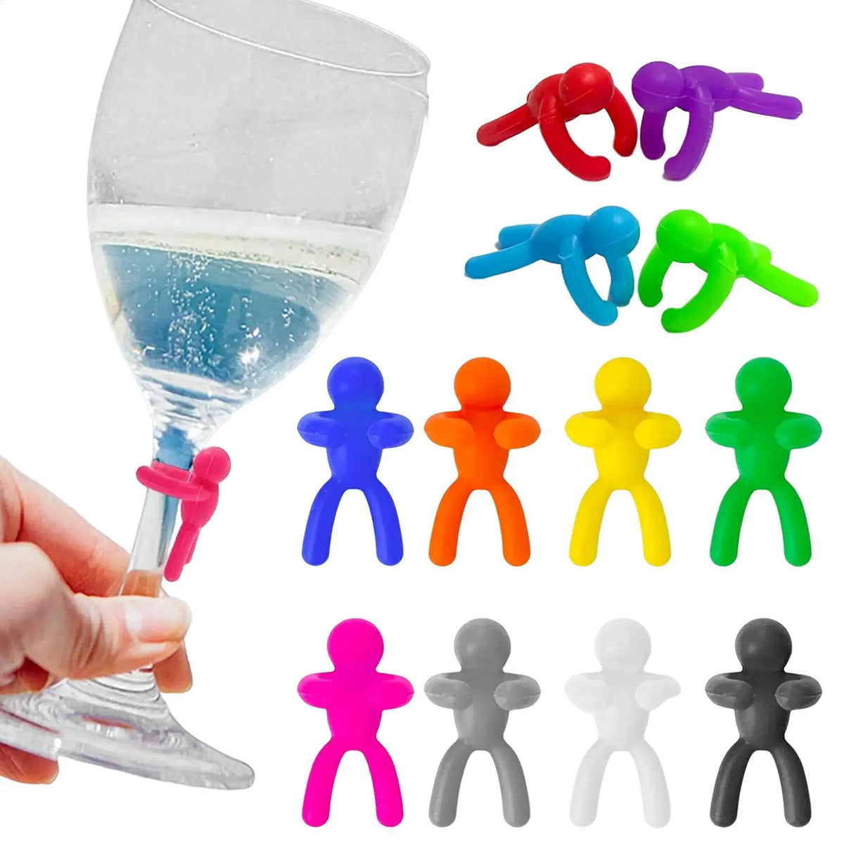 12pcs Silicone Wine Glass Markers – Fun Party Drink Identifiers Wine Glass Markers PLUSH