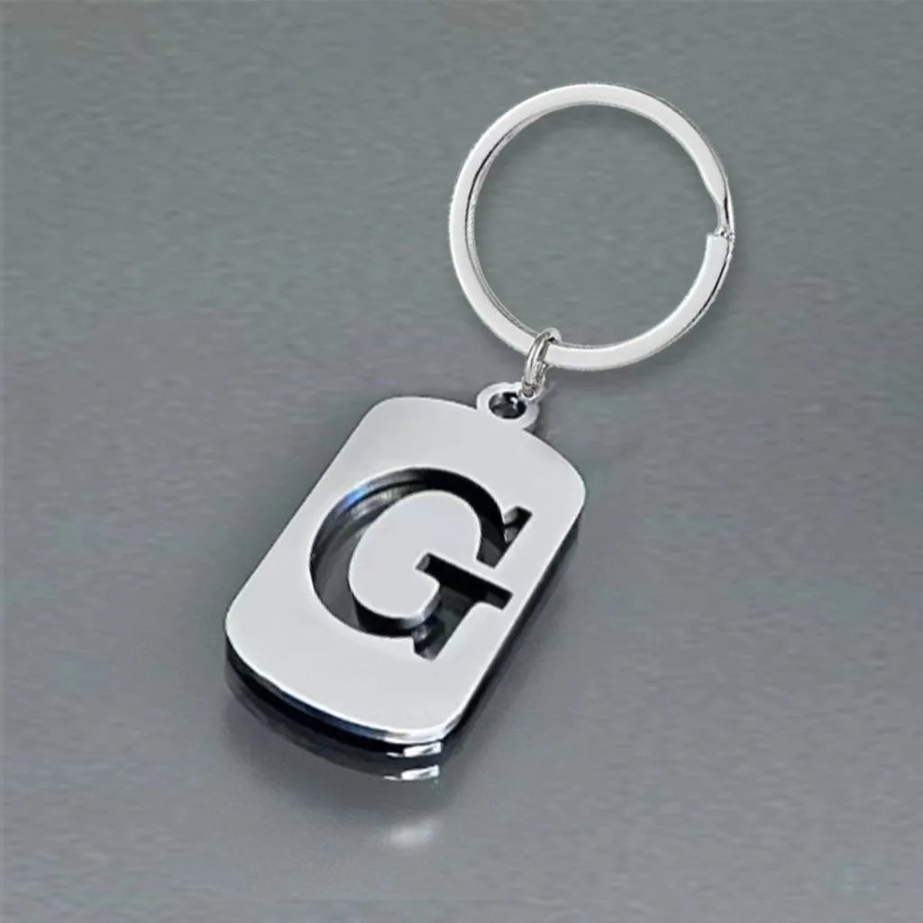 Stainless Steel Initial Letter Keychain – Men's Bag Pendant Letter Keychain PLUSH G