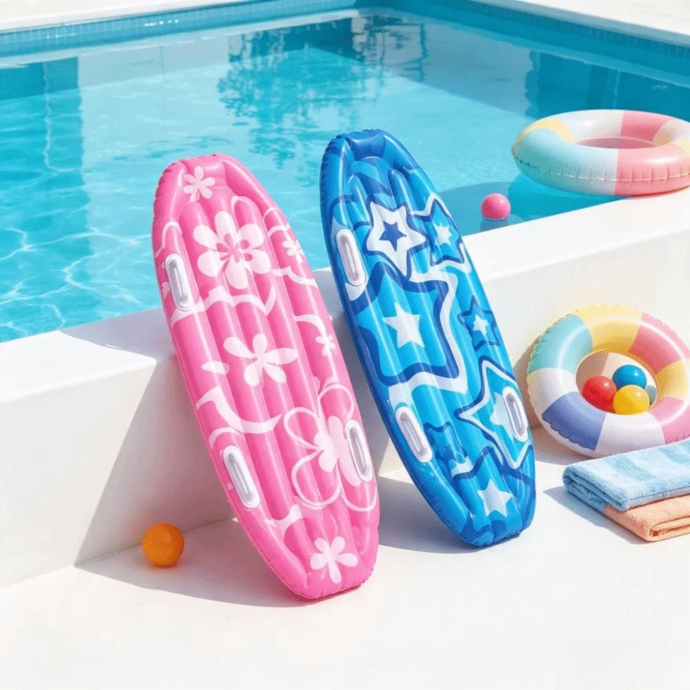 Inflatable Surfboard Pink Flower Pattern – 110cm PVC Pool Board Inflatable Surfboard PLUSH