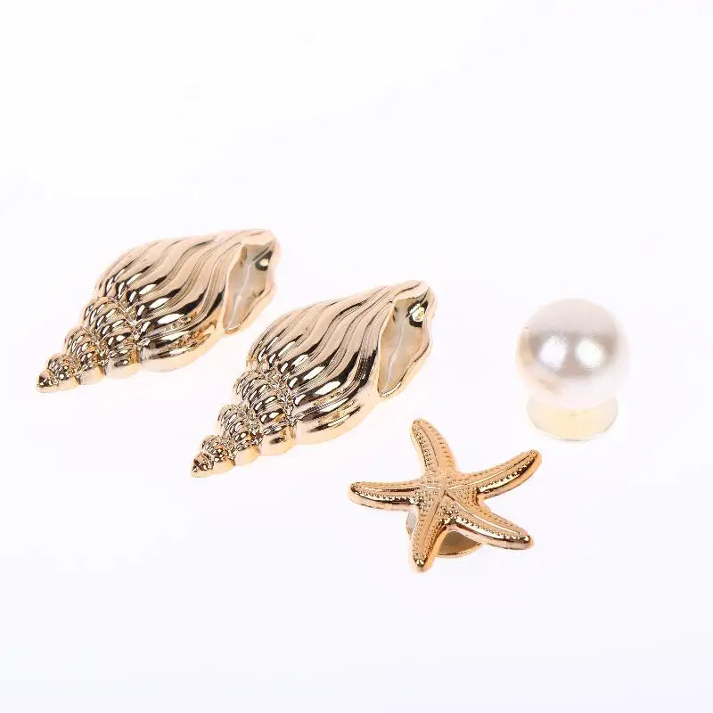 16pcs Starfish & Shell Shoe Charms – Bling Clip Decorations Shoe Charms Set PLUSH