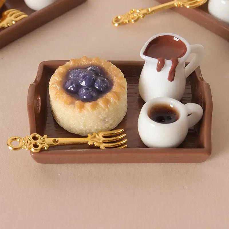 Miniature Coffee & Pastry Set – 1:12 Dollhouse Diorama Decor Dollhouse Accessory Set PLUSH