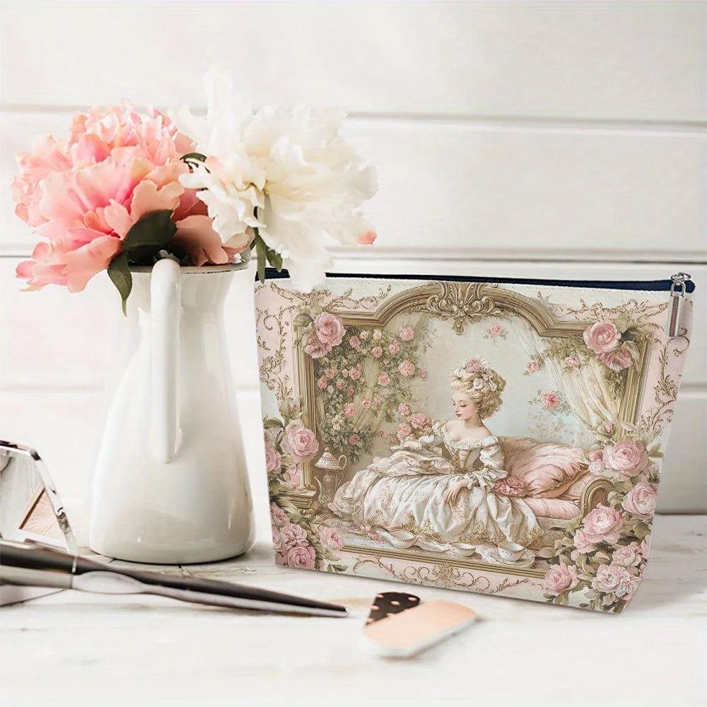 Rococo Floral Makeup Bag – Zipper Pouch & Jewelry Organizer Cosmetic Zipper Pouch PLUSH