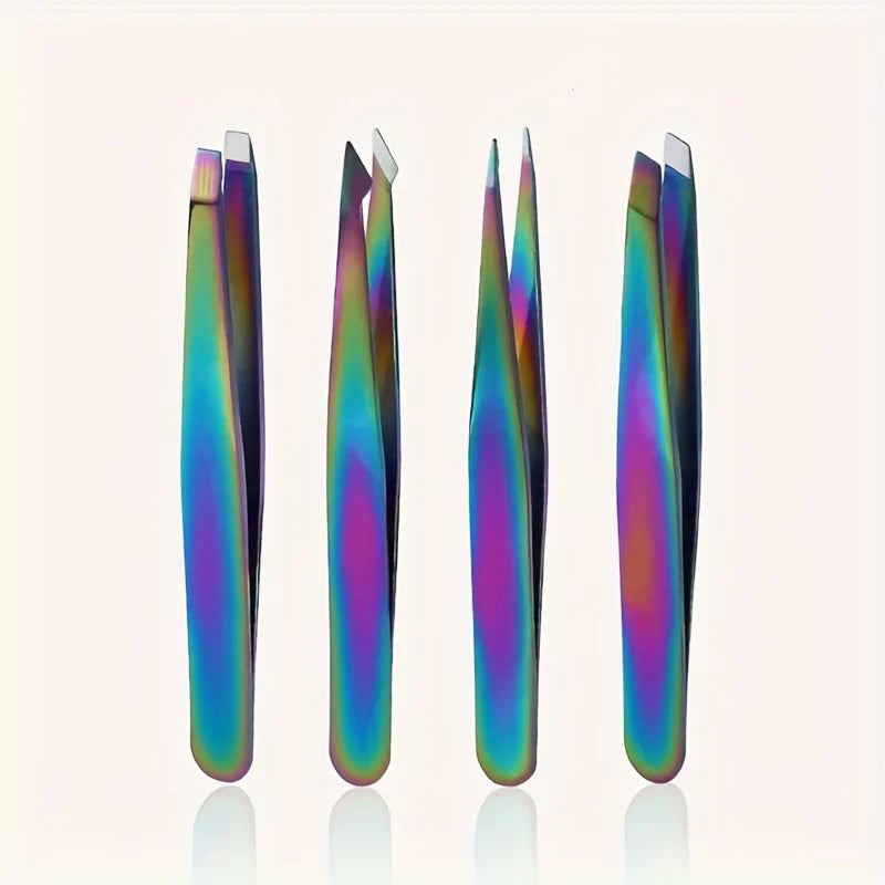 4-Piece Stainless Steel Eyebrow Tweezers Set | Precision Grooming Eyebrow Tweezers Set PLUSH