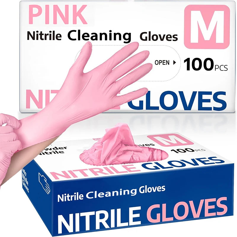 Light Pink Nitrile Disposable Gloves 10–100pcs | Kitchen & Salon Disposable Nitrile Gloves PLUSH