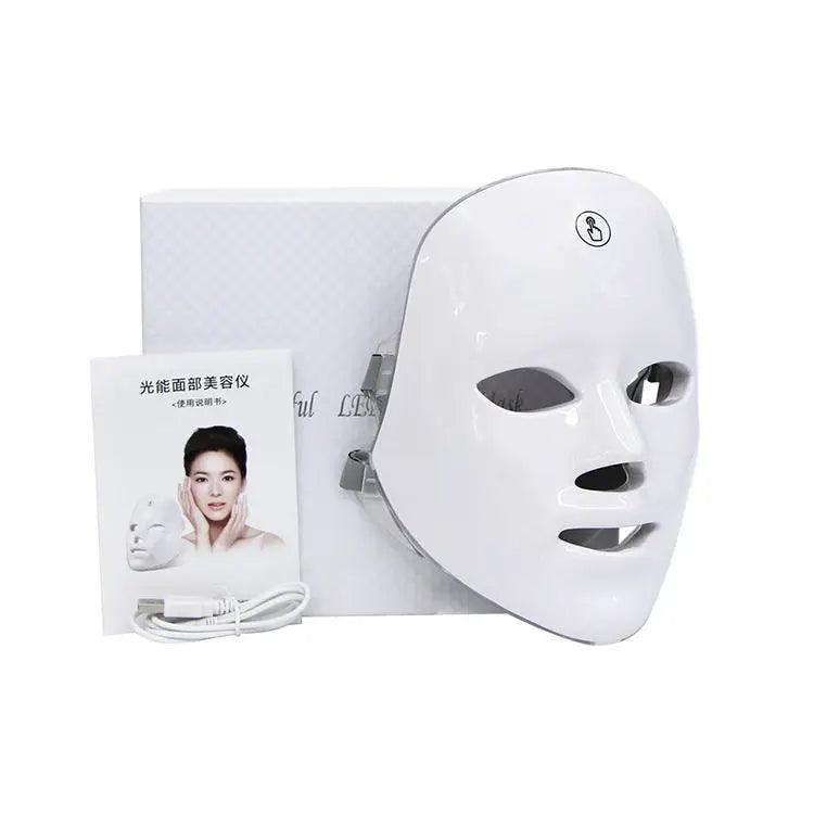 CAMMUO 7-Color LED Facial Mask | Photon Therapy Skin Care LED Facial Mask PLUSH With Box