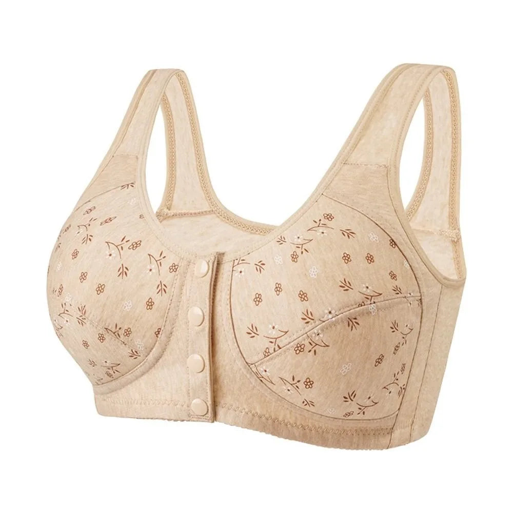 Daisy Front Close Wire-Free Cotton Bra – Plus Size Full Cup Women's Bra PLUSH Light yellow 70F