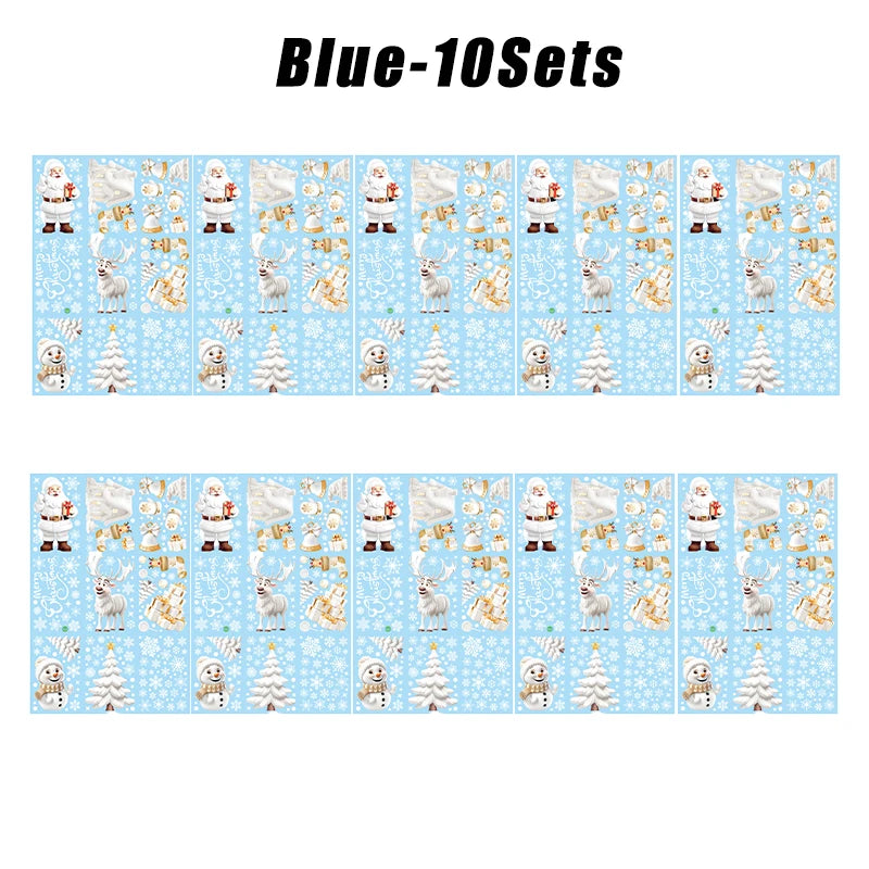 Reusable Christmas Window Clings – Santa Xmas Decals Window Clings Decals PLUSH Blue 10PCS 30x20x0.2cm