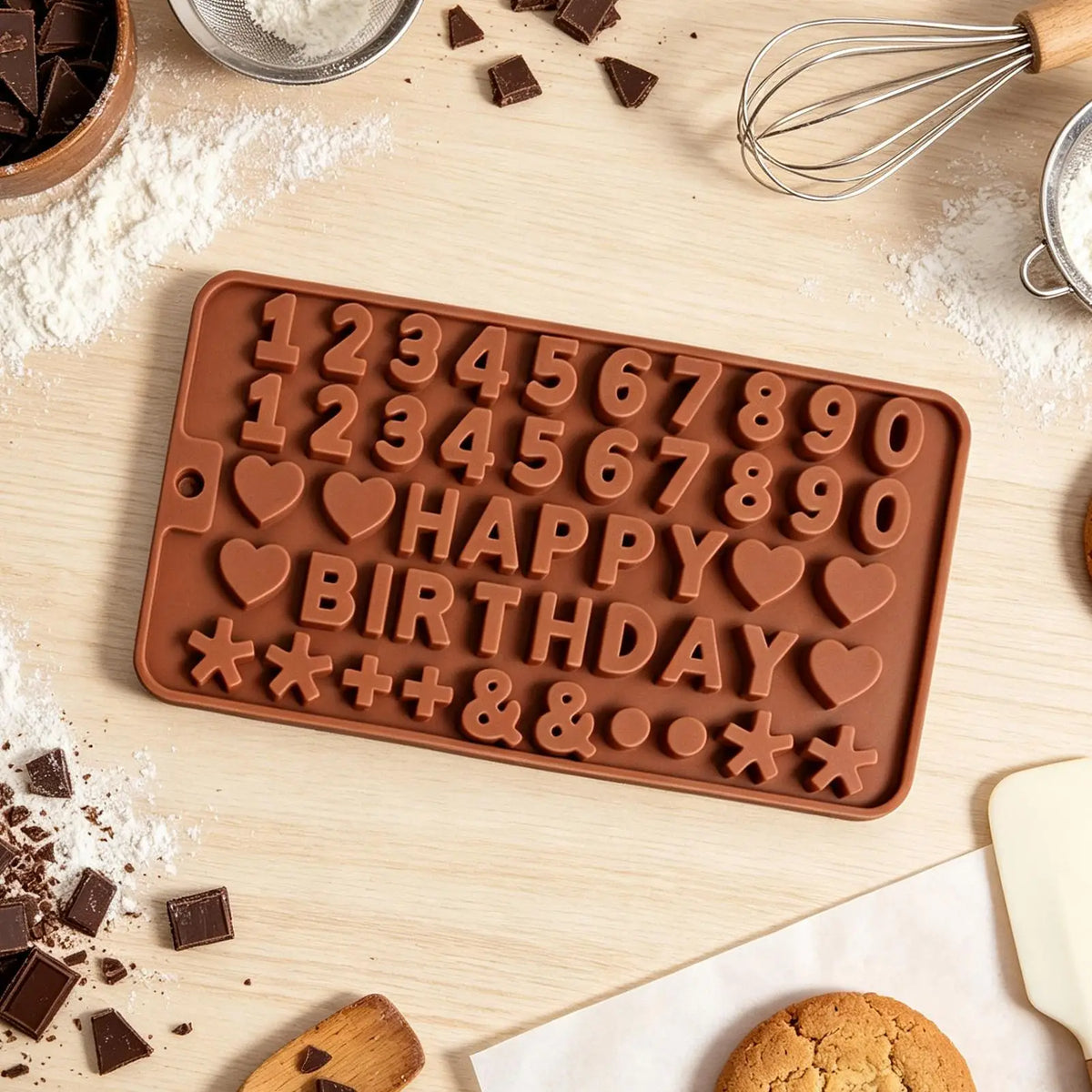 Silicone Chocolate Molds – Button, Letter & Number Shapes Silicone Baking Mold PLUSH