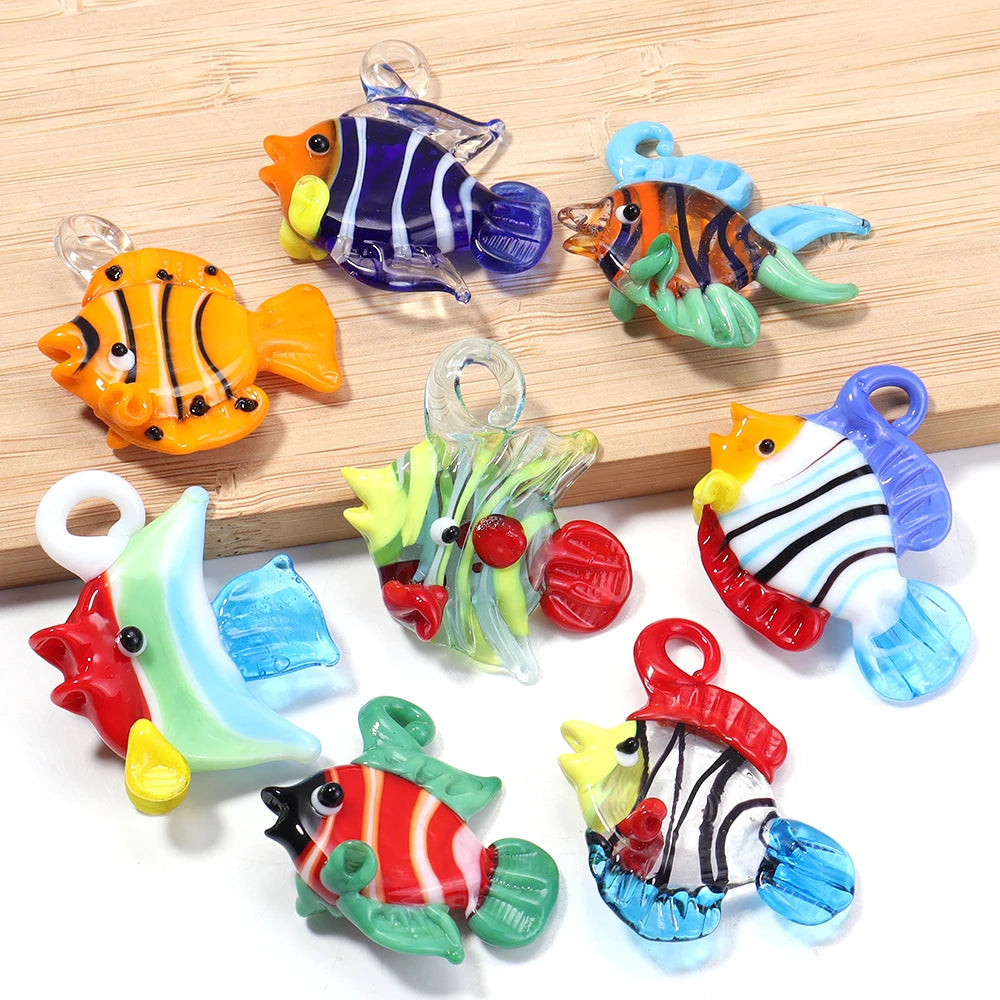Tropical Fish Lampwork Glass Beads 2pcs – DIY Jewelry Charms Lampwork Glass Beads PLUSH