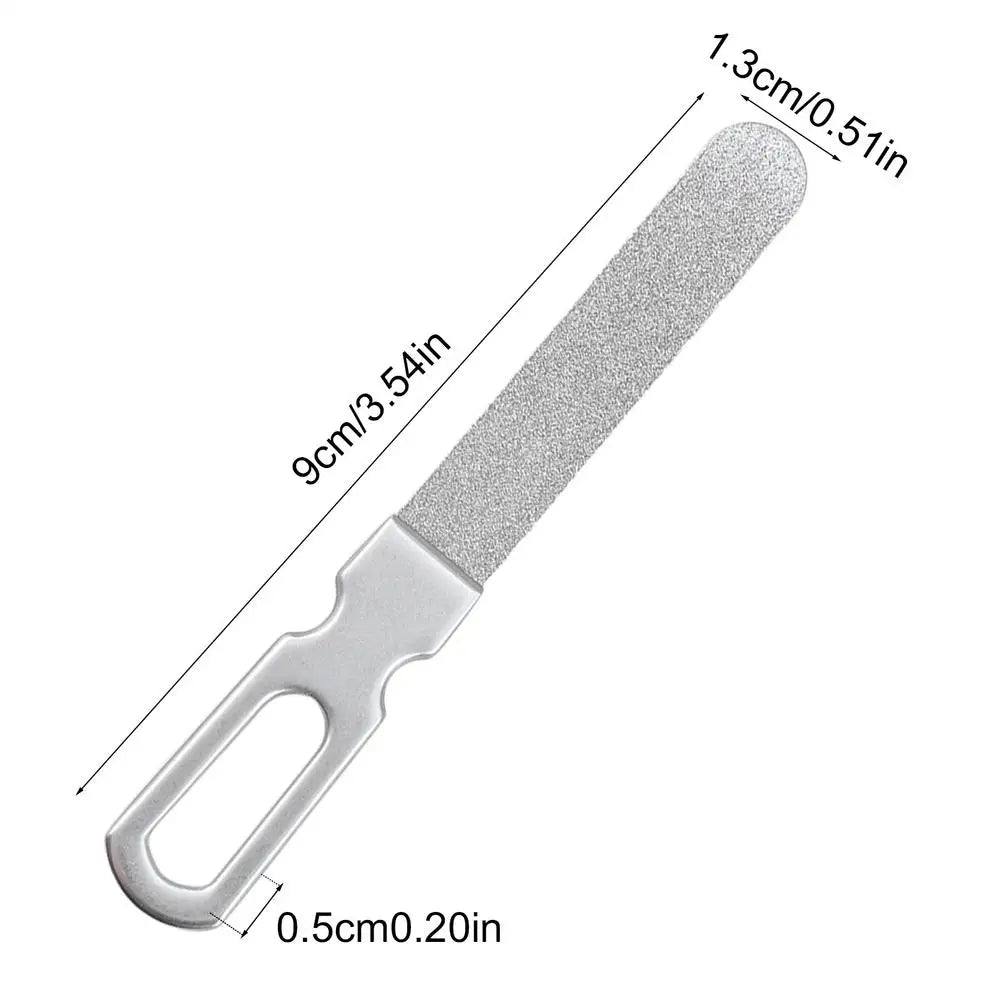 Double-Sided Stainless Steel Diamond Grit Nail File Nail File Buffer PLUSH Silver