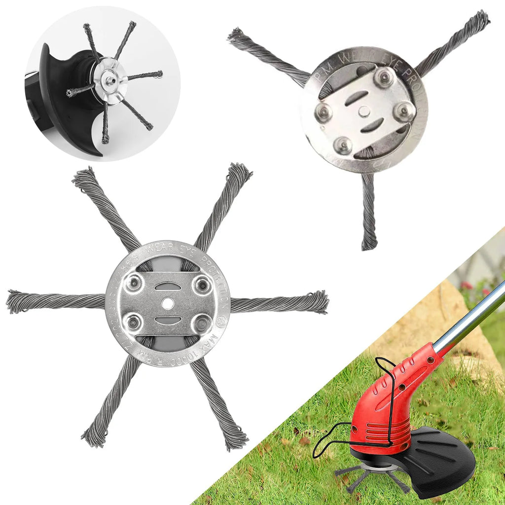 6-Inch Steel Wire Grass Trimmer Head – Universal Weed Brush Grass Trimmer Head PLUSH