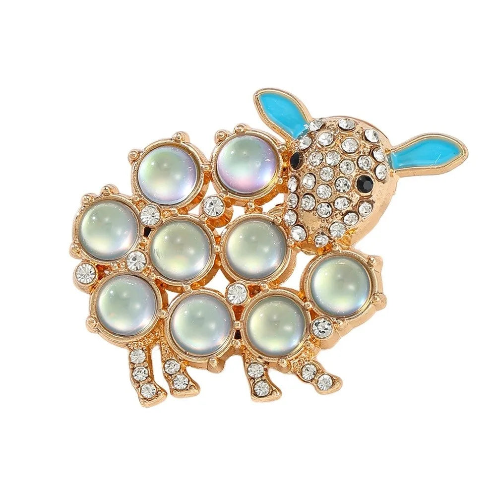 Vintage Zodiac Sheep Enamel Brooch | Rhinestone Lamb Lapel Pin Enamel Brooch PLUSH Style A