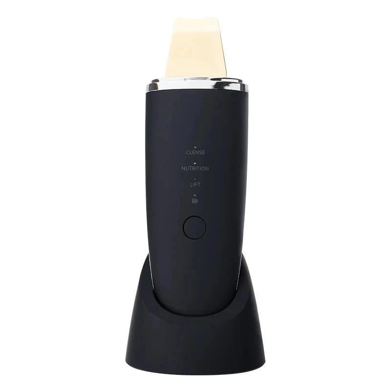 Ultrasonic Skin Scrubber Face Spatula – Deep Cleansing Device Skin Care Device PLUSH black