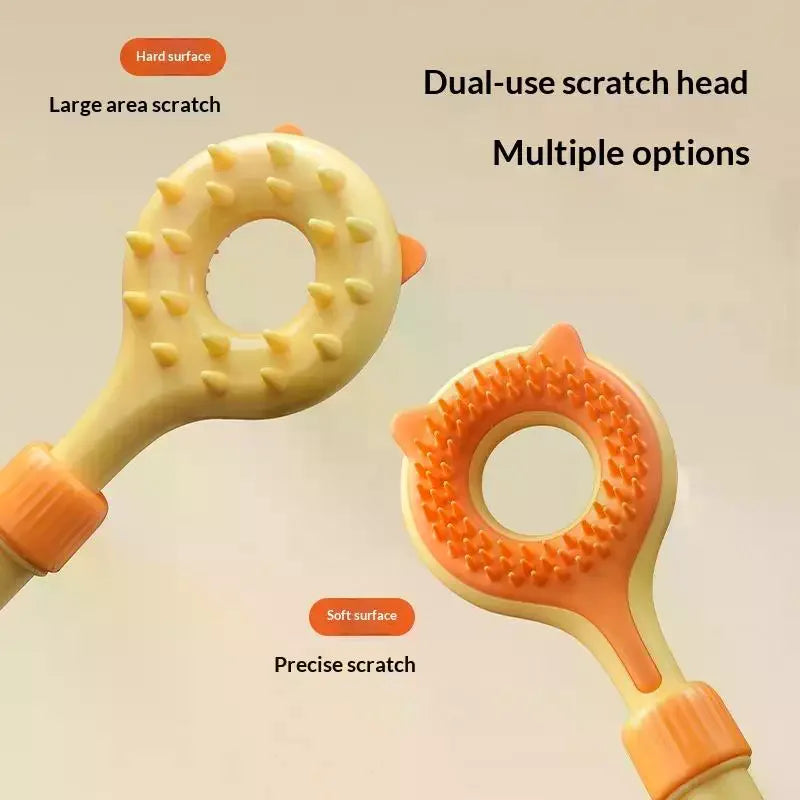 2-in-1 Retractable Cat Teaser Wand & Grooming Massager Toy Interactive Cat Toy PLUSH