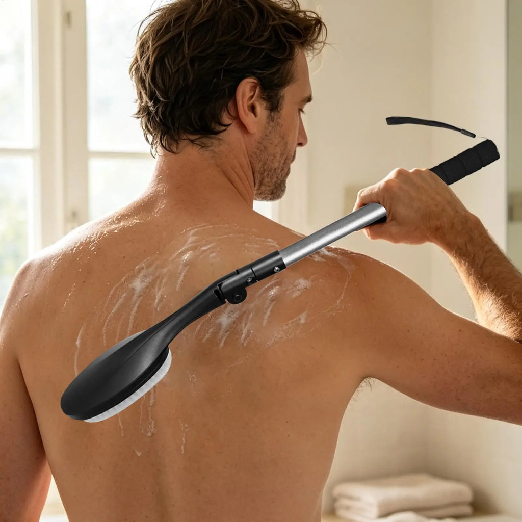 Foldable Long Handle Back Scrubber & Bath Brush for Shower Back Scrubber Brush PLUSH