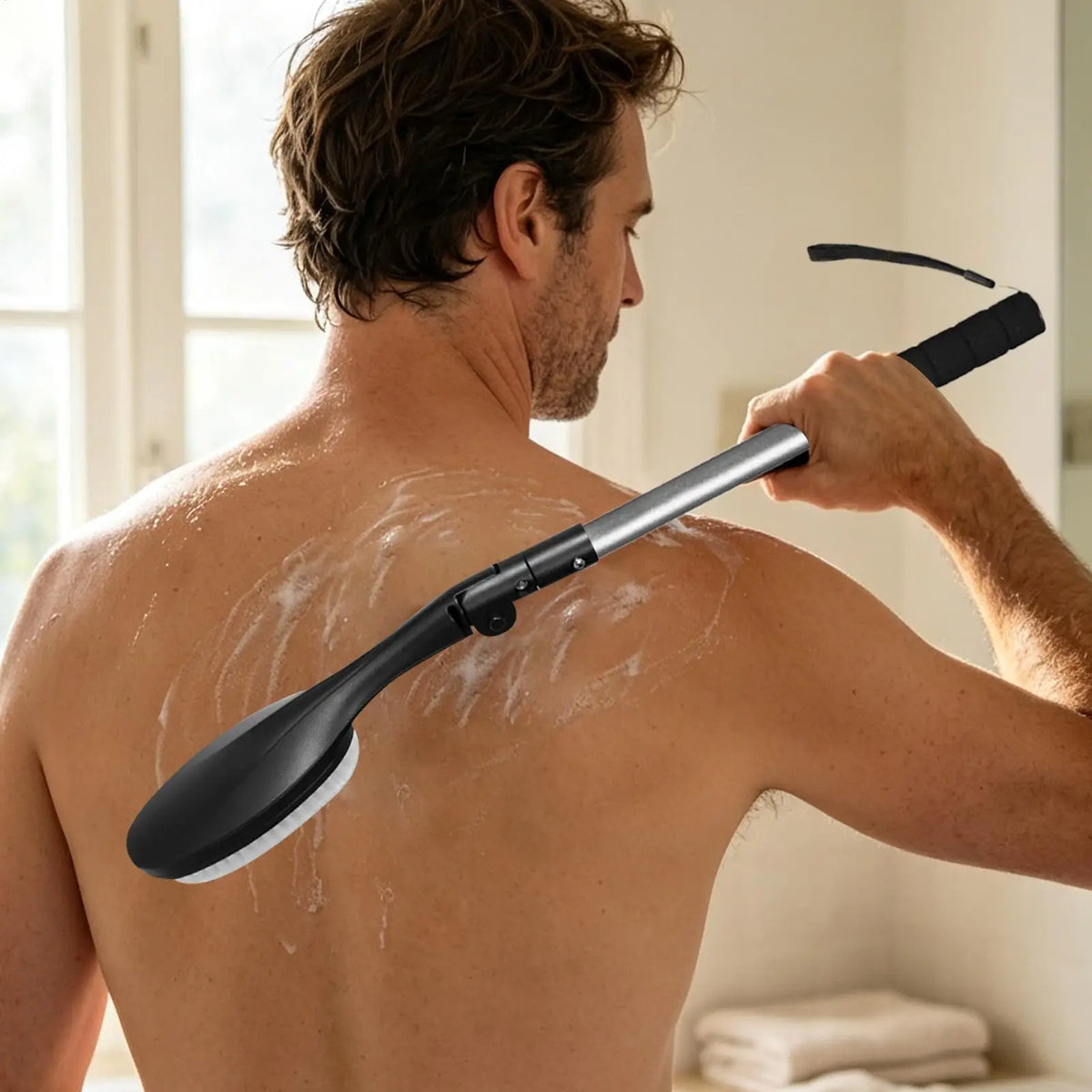 Foldable Long Handle Back Scrubber & Bath Brush for Shower Back Scrubber Brush PLUSH