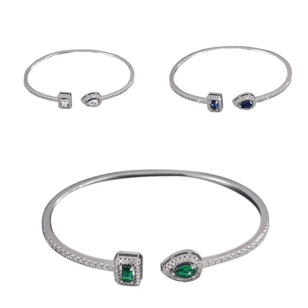 Cubic Zirconia Cuff Bracelet – Adjustable Open Bangle Cuff Bracelet PLUSH